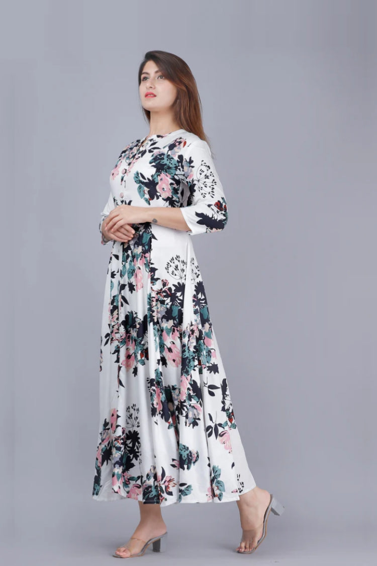 Classic Black &amp; White Printed Gown