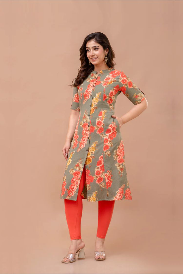 Forest Green Easy Straight Kurta With Pockets