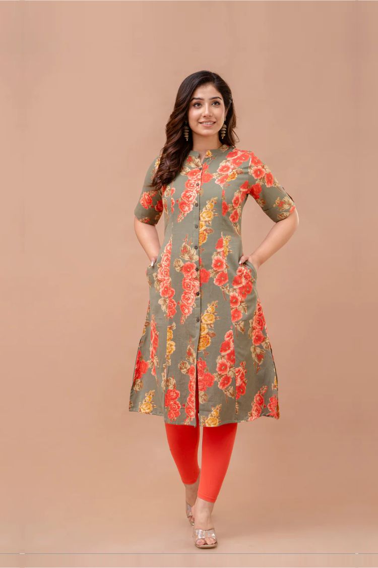 Forest Green Easy Straight Kurta With Pockets