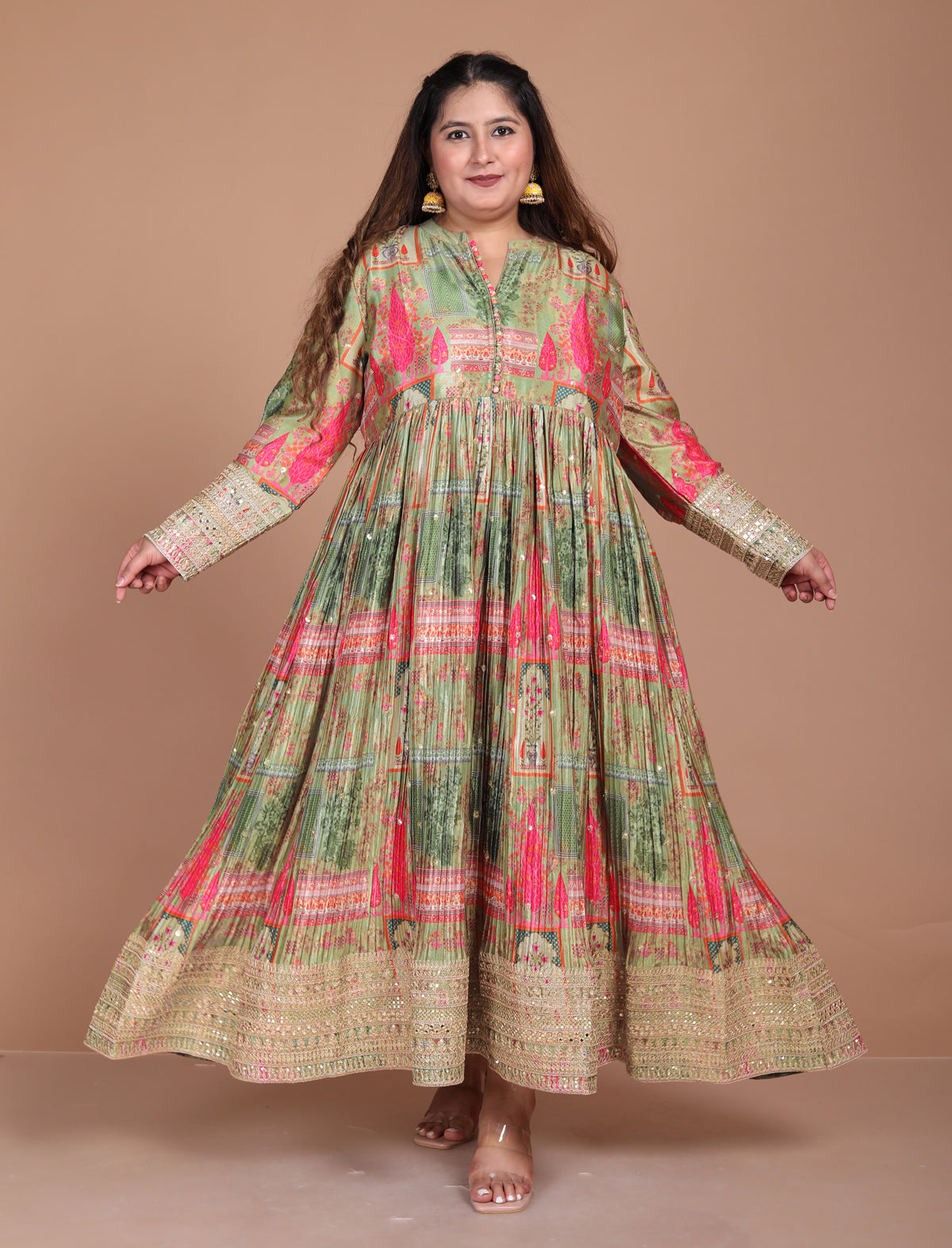 Festive Gown With Heavy Zari Work