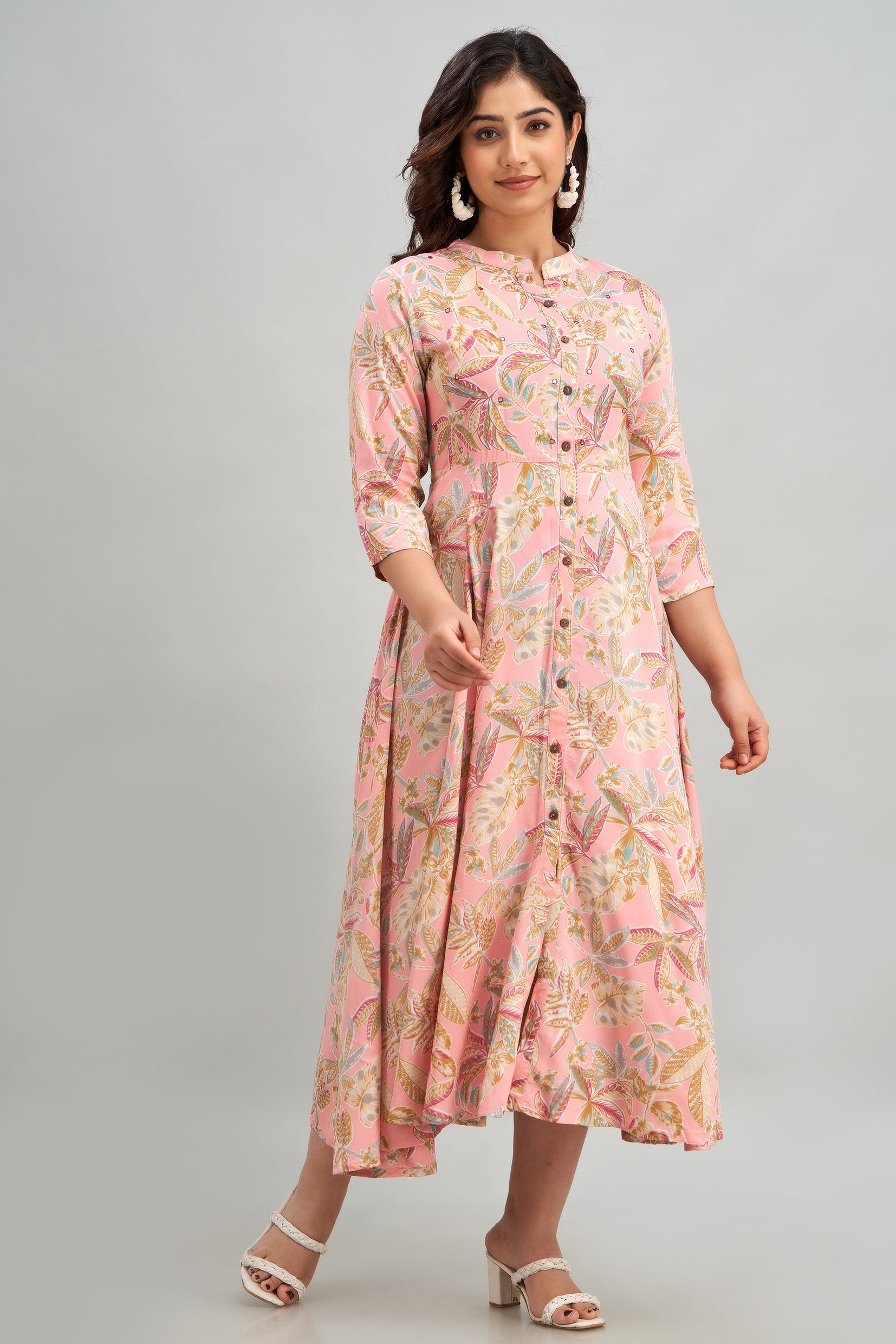 Pretty Pink Cotton Flared Gown