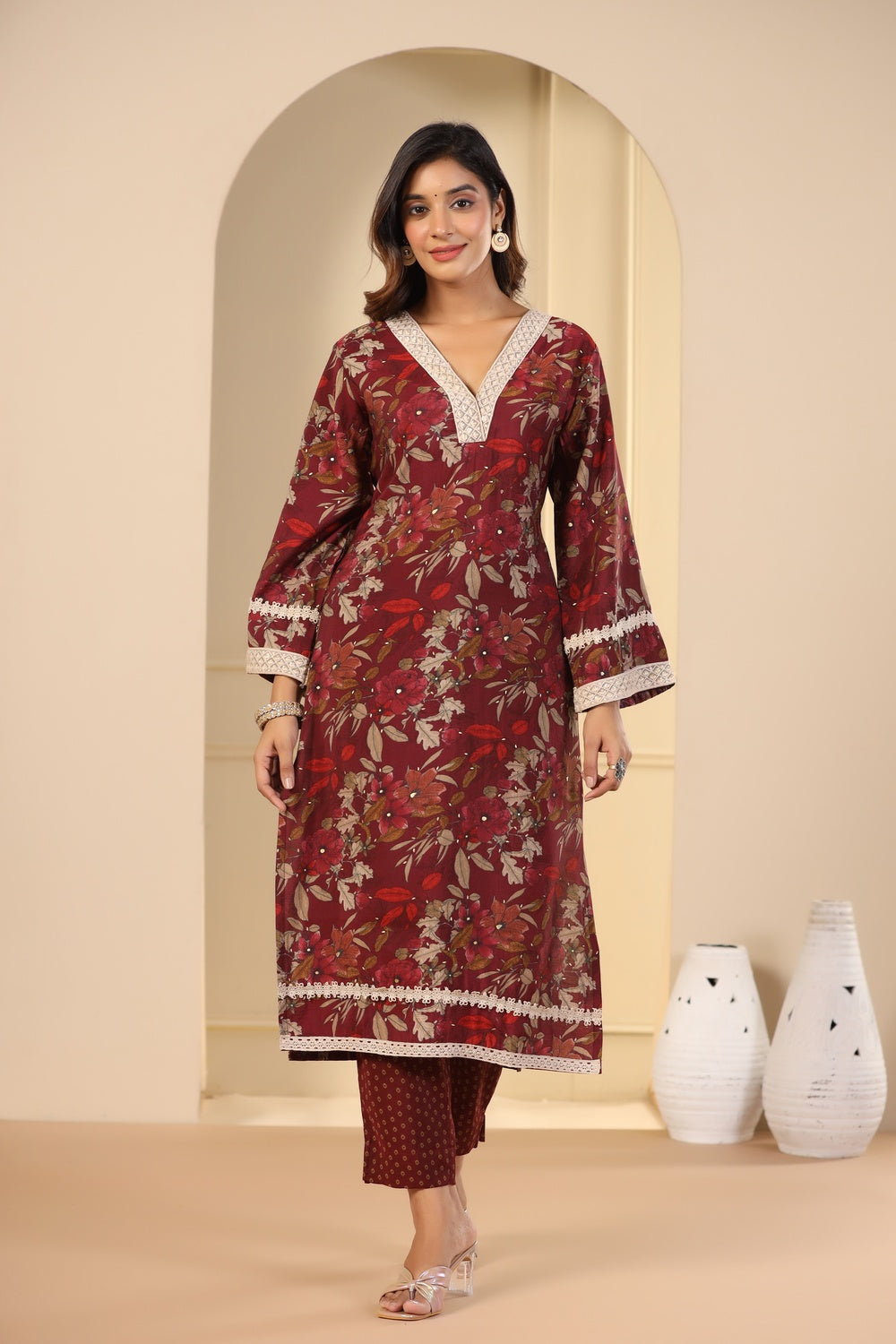 V Neck Digital Print Pakistani Suit Set