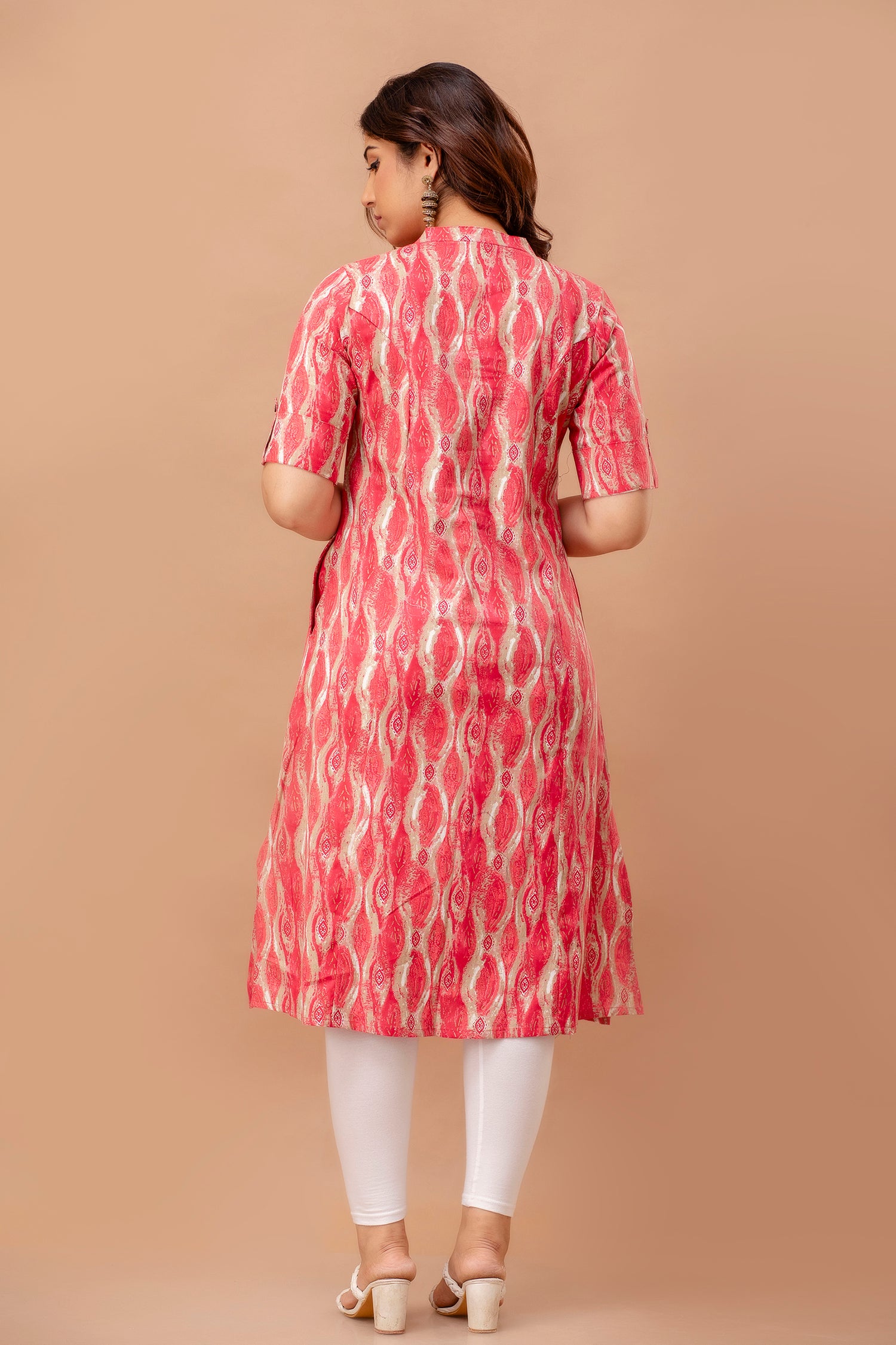 Casual Red Printed Kurta With Pockets