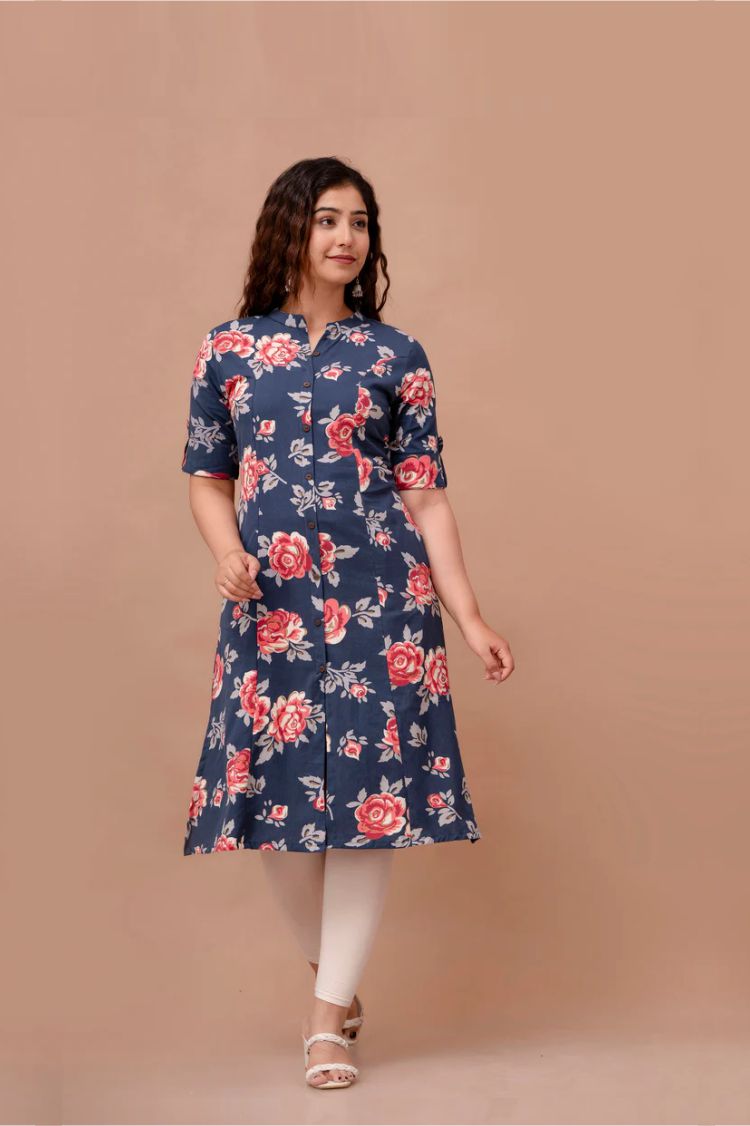 Everyday Wear Floral Kurta With Pockets