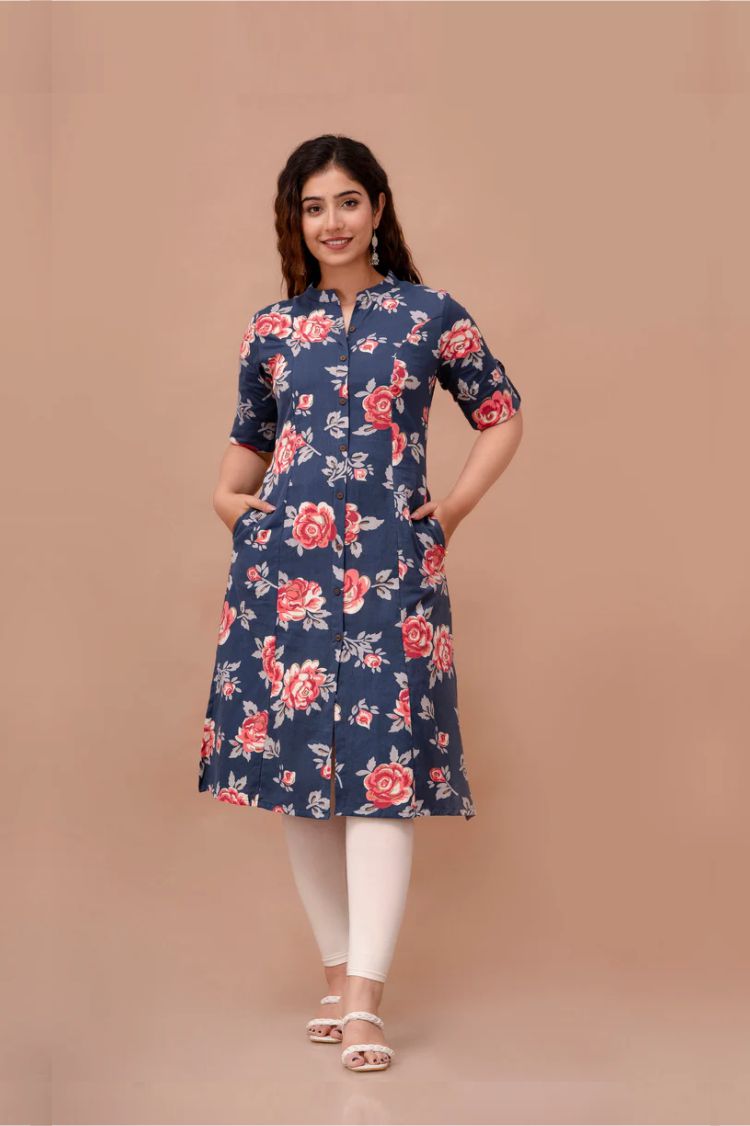 Everyday Wear Floral Kurta With Pockets