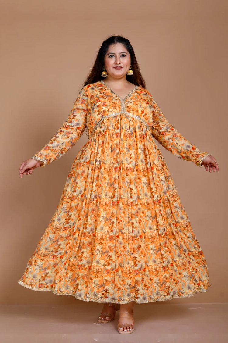 Alia Cut Floral Gown With Sequence Work On Neck