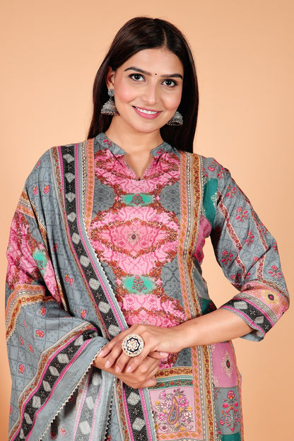 Digital Print Pakistani Straight Suit Set